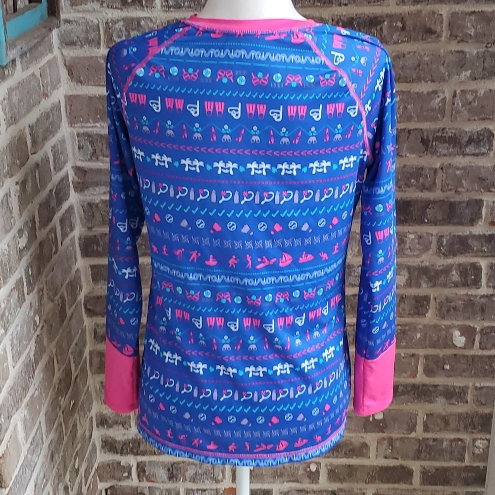 Reel Legends Keep It Cool Moisture Wicking Blue Pink Outdoors Sports Top - Picture 3 of 4